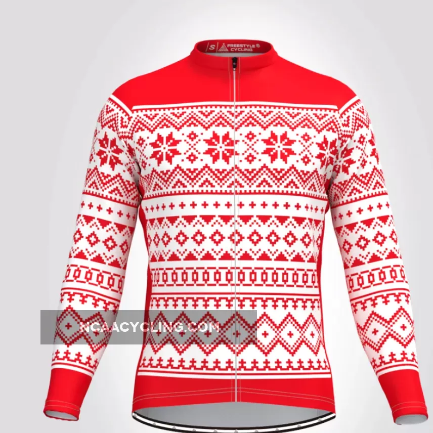 Classic Ugly Christmas sweater Men's LS Cycling Jersey - Red