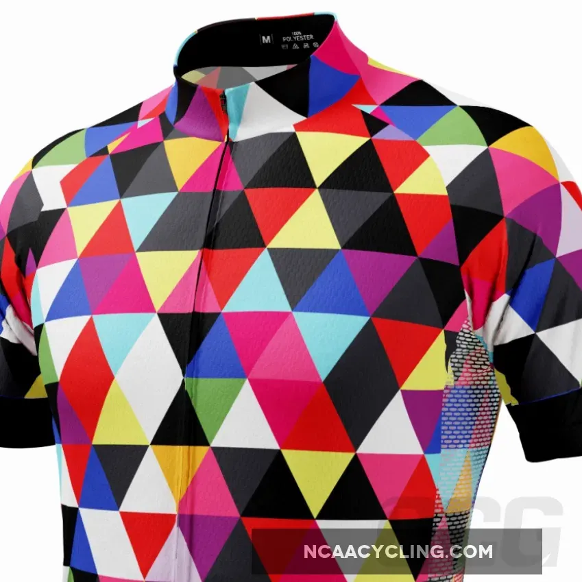 Men's High Viz Color Triangles Short Sleeve Cycling Jersey