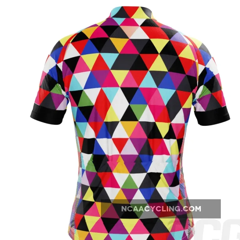 Men's High Viz Color Triangles Short Sleeve Cycling Jersey