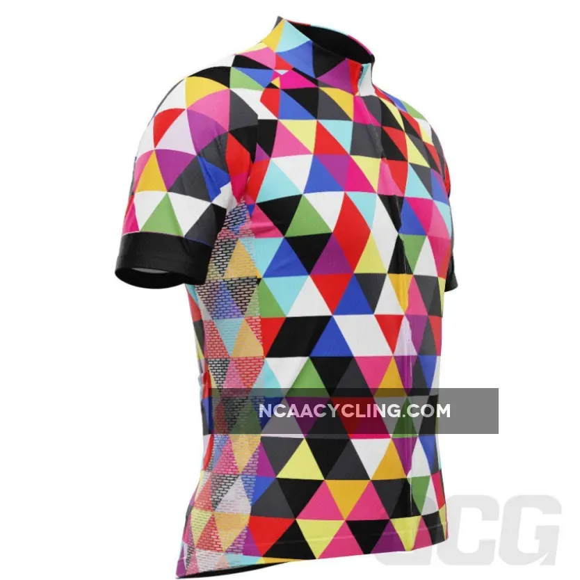 Men's High Viz Color Triangles Short Sleeve Cycling Jersey