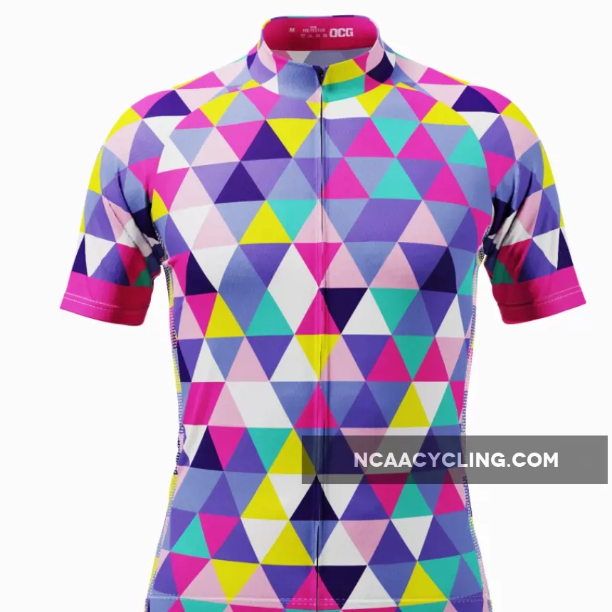 Men's High Viz Color Triangles Short Sleeve Cycling Jersey