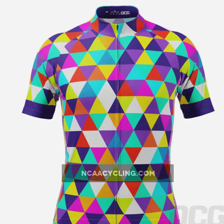 Men's High Viz Color Triangles Short Sleeve Cycling Jersey