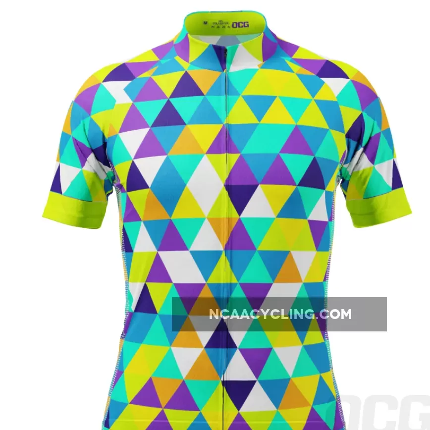 Men's High Viz Color Triangles Short Sleeve Cycling Jersey