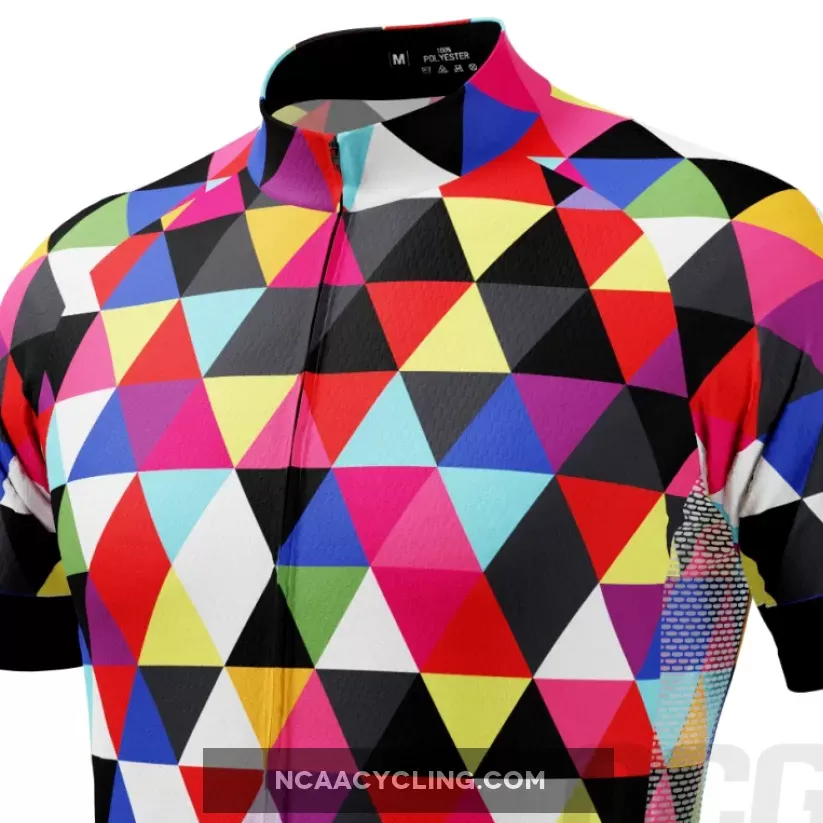 Men's High Viz Color Triangles Short Sleeve Cycling Jersey