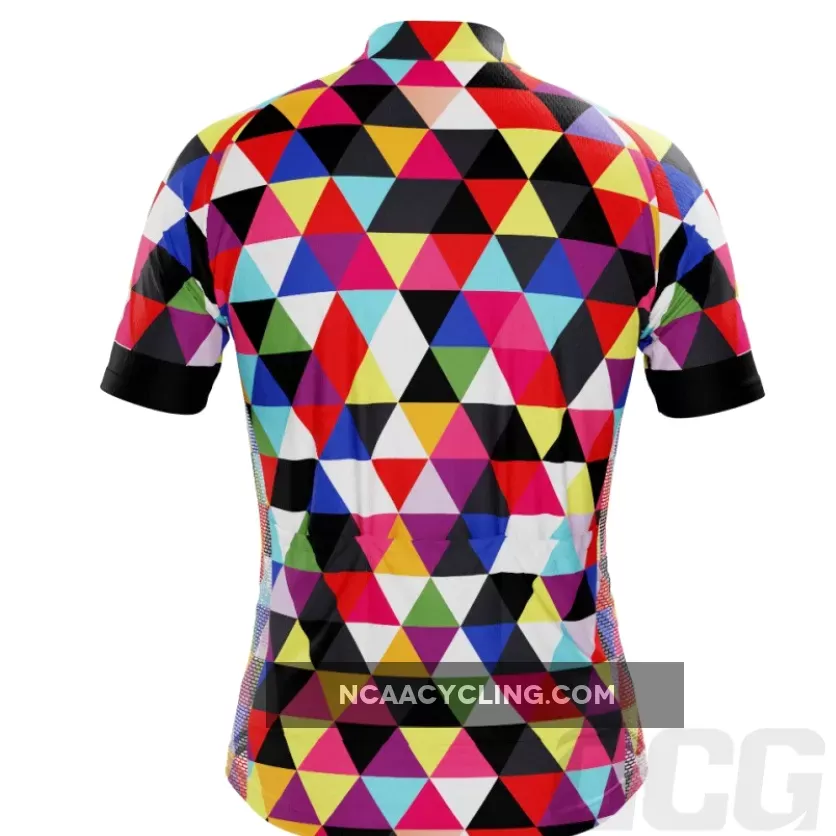 Men's High Viz Color Triangles Short Sleeve Cycling Jersey