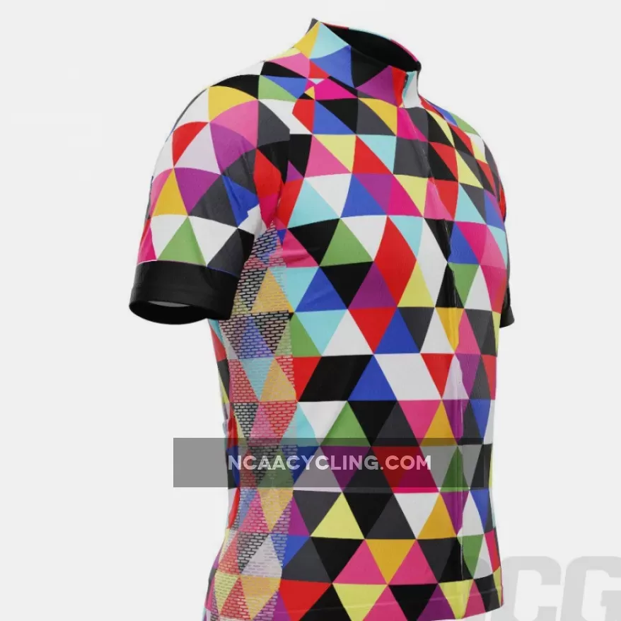 Men's High Viz Color Triangles Short Sleeve Cycling Jersey