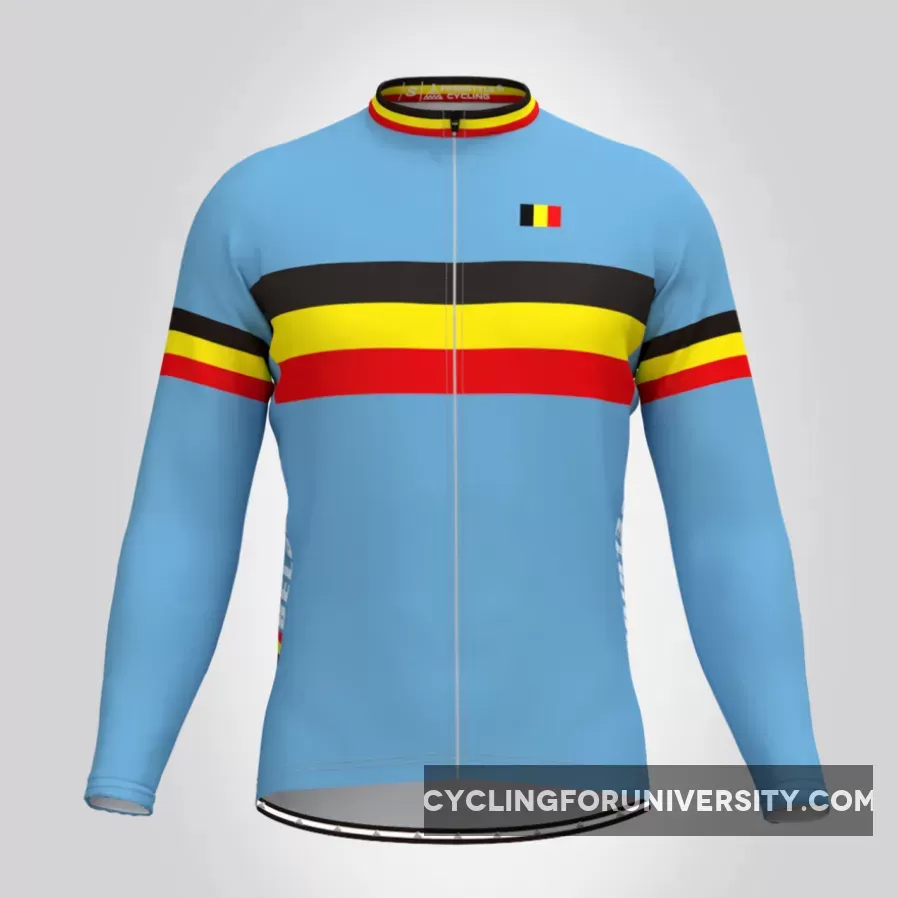 Belgium National Flag Men's Long Sleeve Cycling Jersey