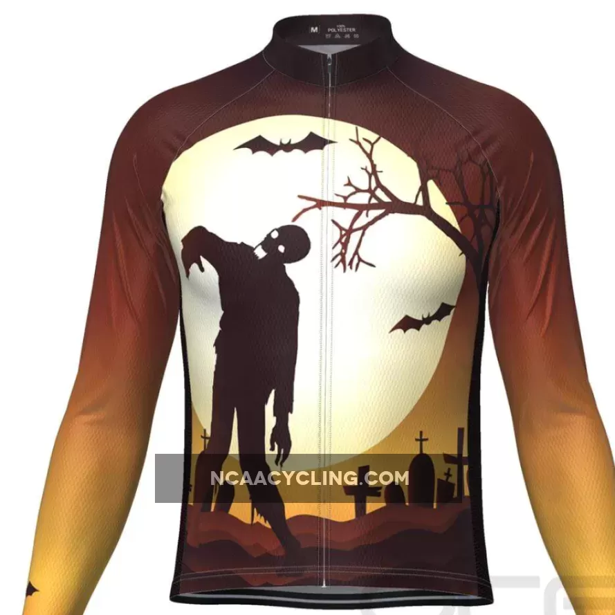 Men's Zombie Graveyard Long Sleeve Cycling Jersey, Zombie Jersey