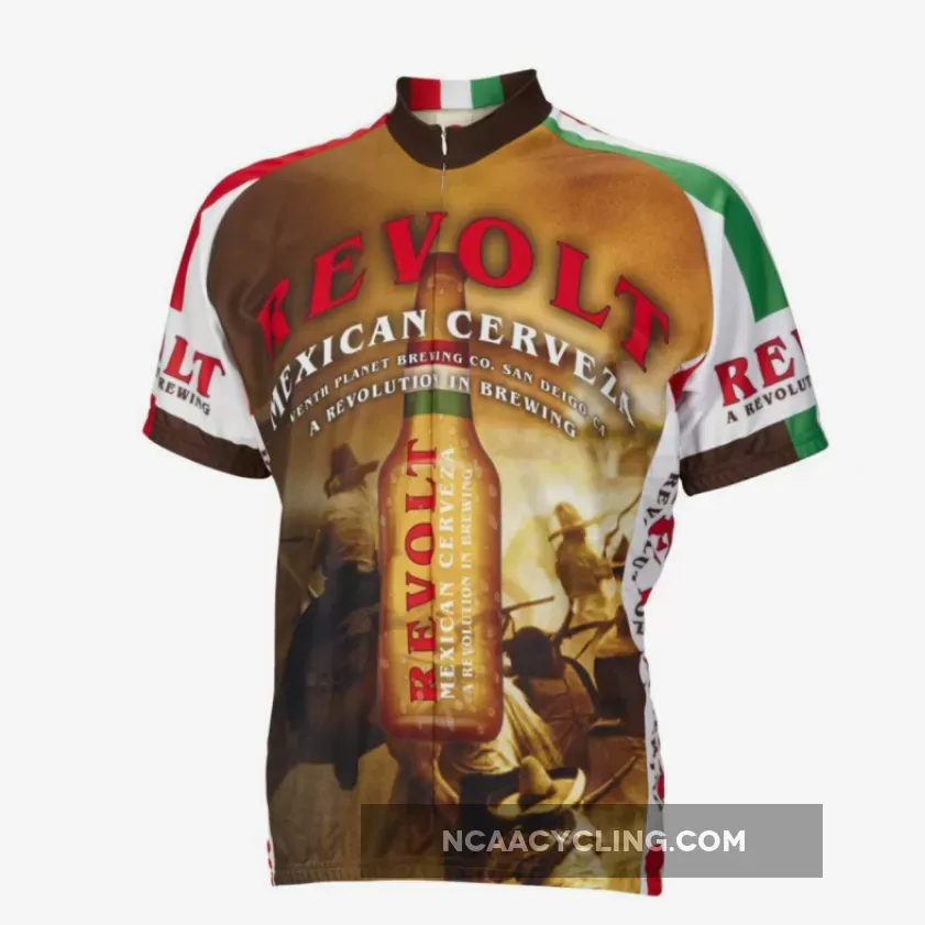 Revolt Mexican Cerveza Beer Short sleeve 16" zip men's cycling jersey