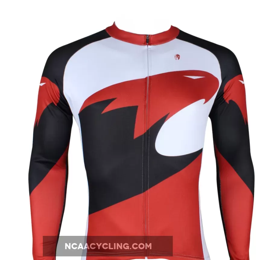 Hot Sale Outdoor Cycling Clothing White and Red Cycling Jersey Wholesale Men's Long-sleeved Jersey for Spring and Summer Red,Black and White Bike Jersey(velvet) NO.172