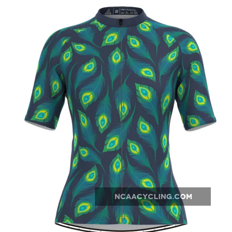 Women's Allover Peafowl Feather Print Cycling Jersey