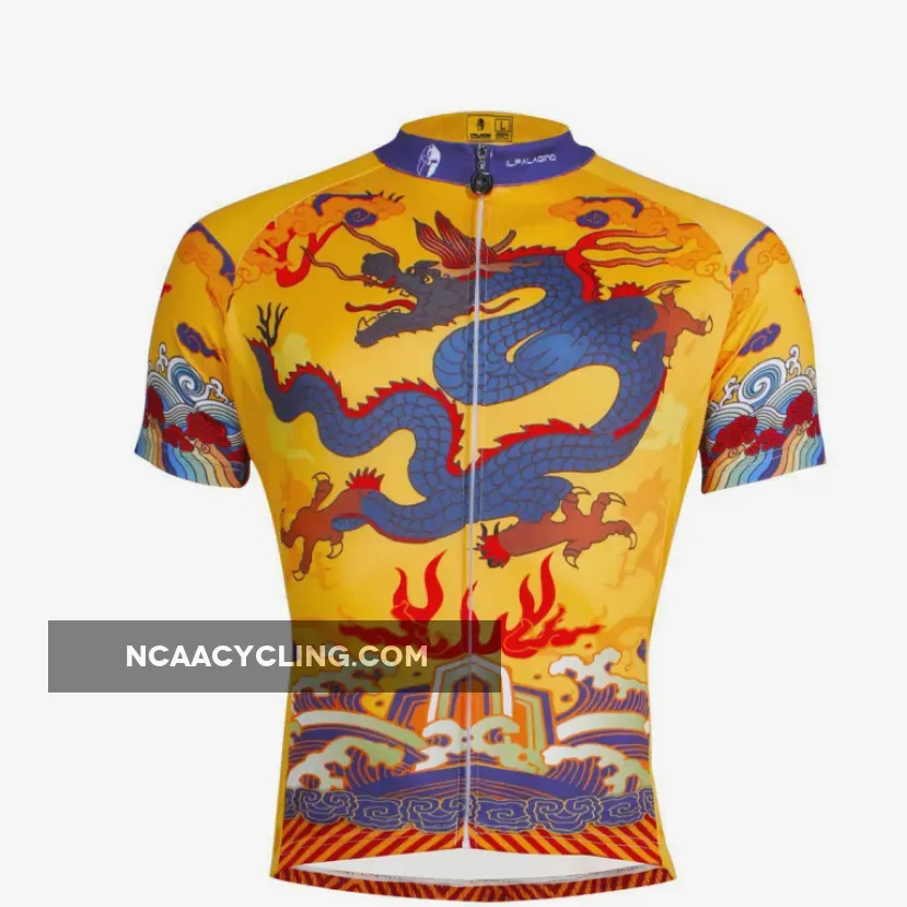 ILPALADINO Men's Cycling Jersey Dragon Imperial Robes Pattern MTB Mountain Bike Jersey for Summer Comfortable Bike Shirt Short Sleeve Outdoor Riding Clothes NO.634