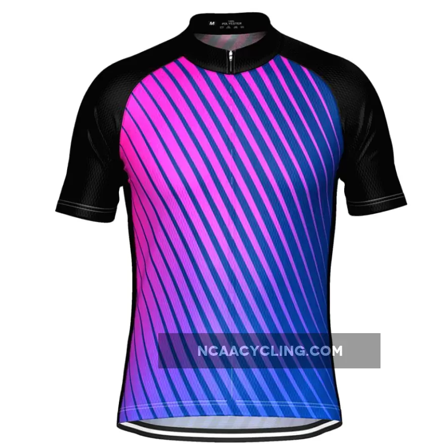 Men's Disco Stripe Black Short Sleeve Cycling Jersey
