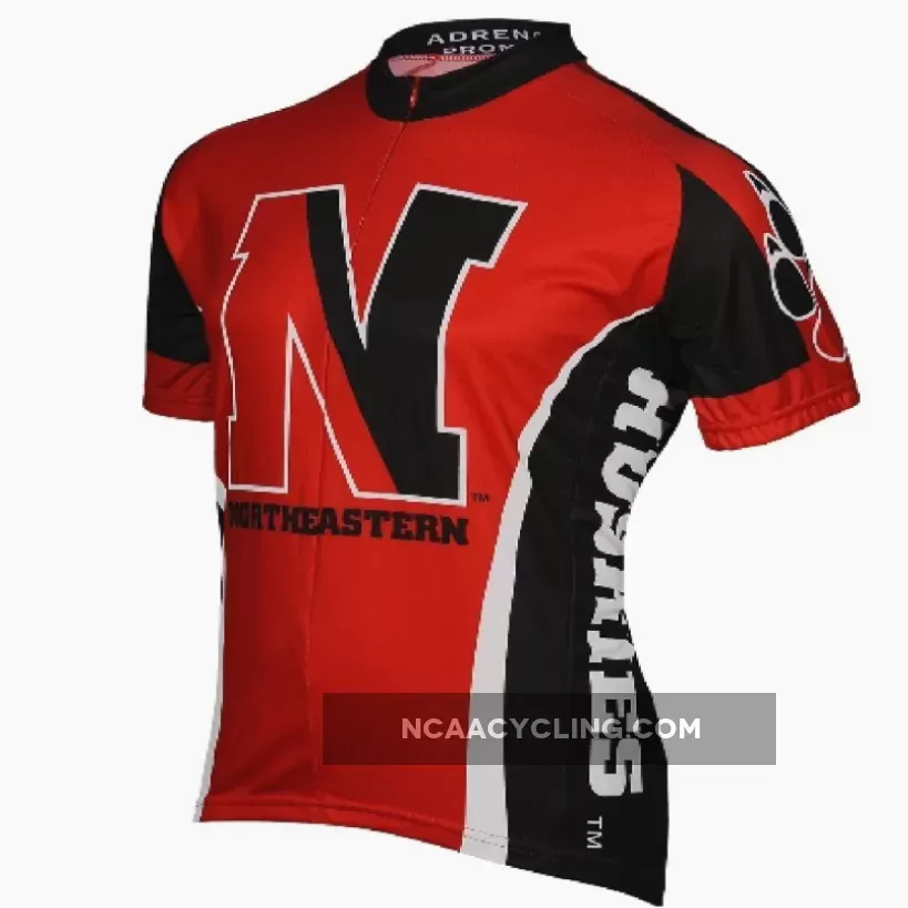 Northeastern University Huskies 3/4 zip Men's Short Sleeve Cycling Jersey, Northeastern Jersey