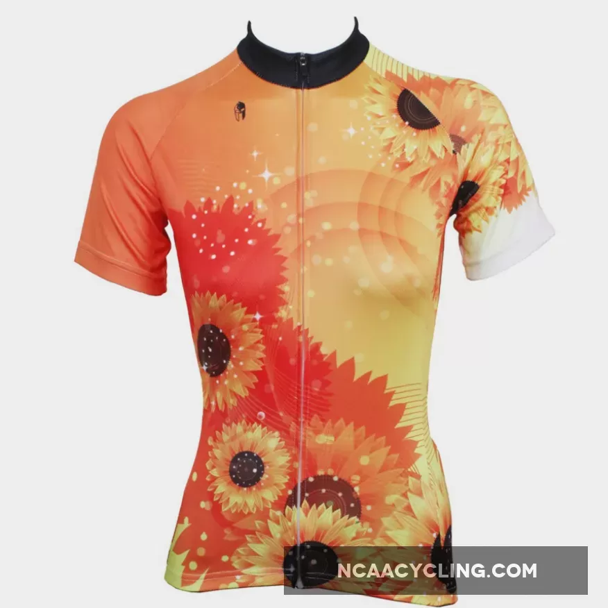 Sunflower Orange Women's Quick Dry Short-Sleeve Cycling Jersey and Orange Biking T-shirt 509