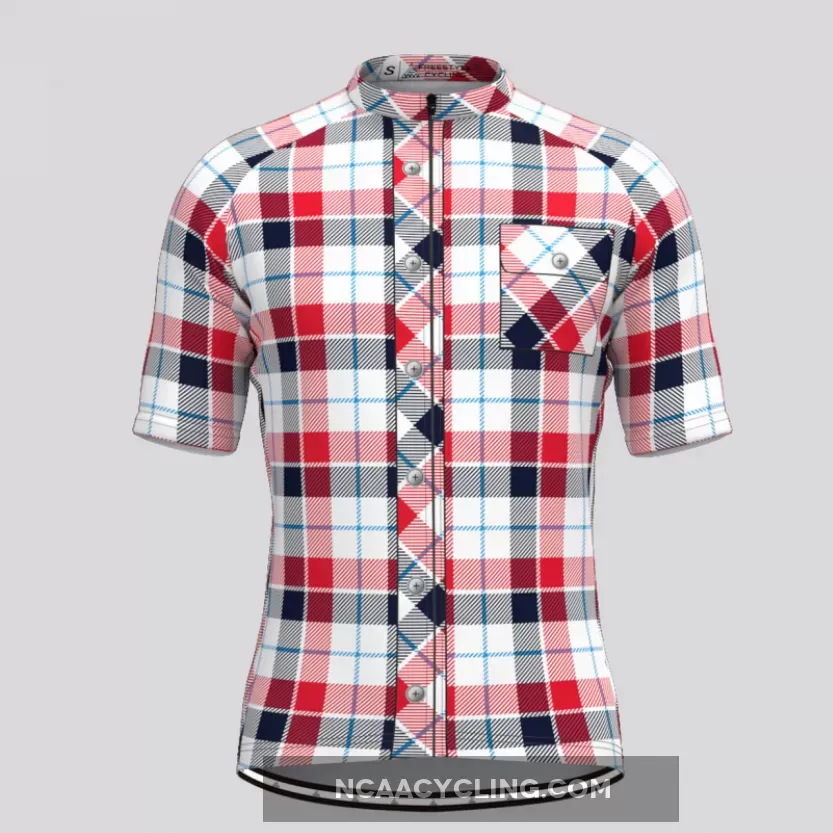 Plaid Checkered Shirt V8 Men's Cycling Jersey Outlet