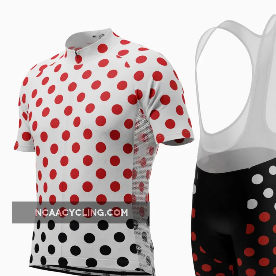 Men's White Polka Dot Short Sleeve Cycling Kit Men's Polka Dot Shorts