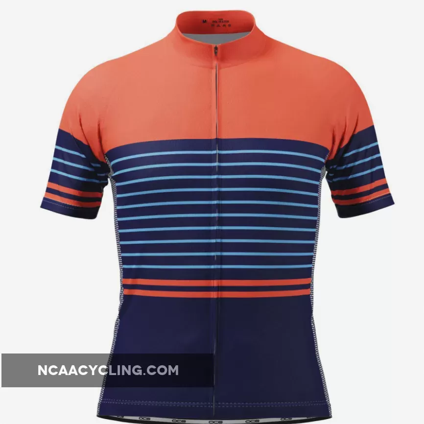Men's Orange Blue Stripe Short Sleeve Cycling Jersey Blue Cycling Jersey