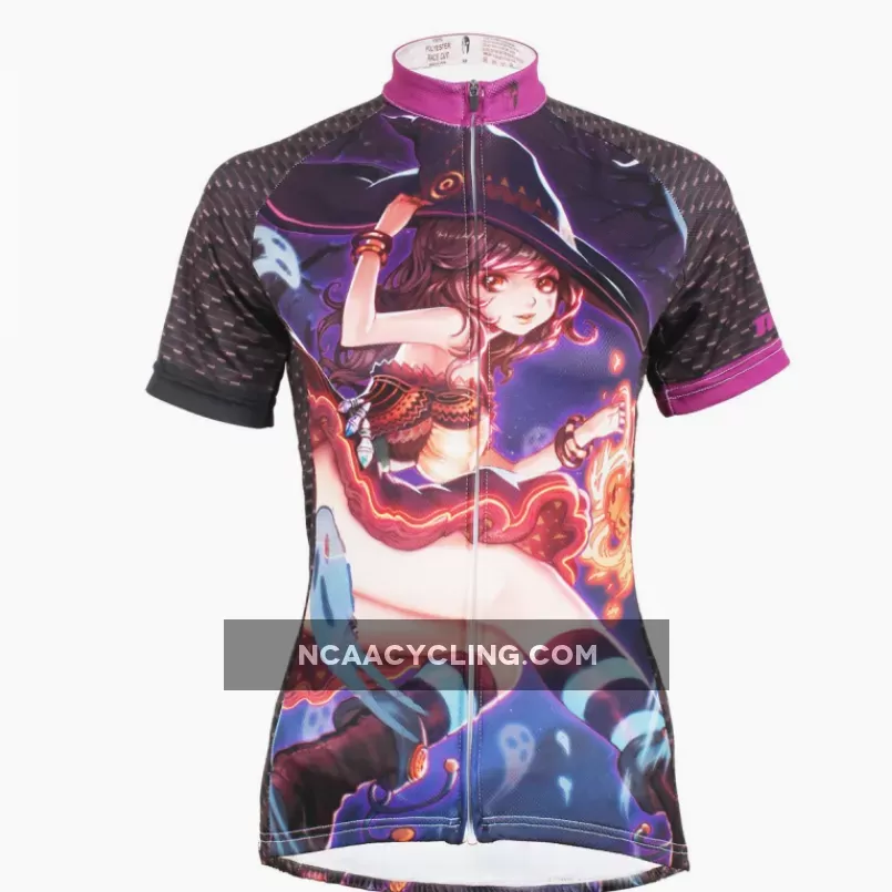 ILPALADINO Animation Game Character Girl Lovely Witch Woman's Short-Sleeve Cycling Jersey Summer Biking Wear Breathable Outdoor Sports Gear Leisure Biking T-shirt Sports Clothes NO.581