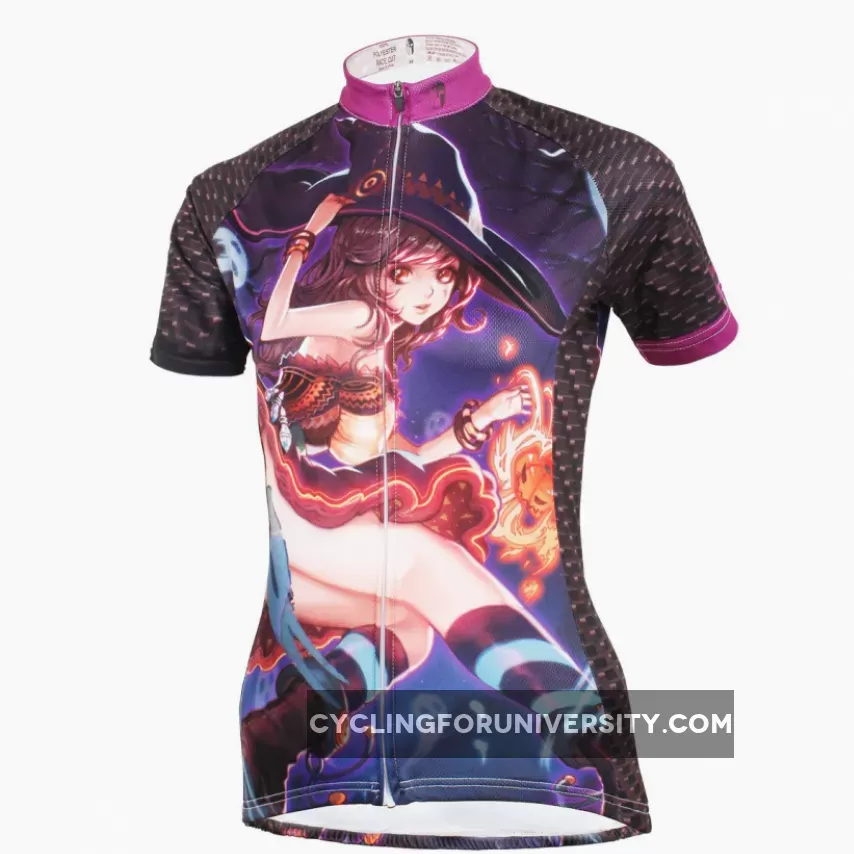 ILPALADINO Animation Game Character Girl Lovely Witch Woman's Short-Sleeve Cycling Jersey Summer Biking Wear Breathable Outdoor Sports Gear Leisure Biking T-shirt Sports Clothes NO.581