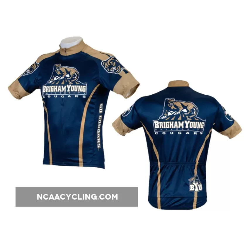 NCAA BYU Brigham Young Cougars Blue Short Sleeve Cycling Jerseys