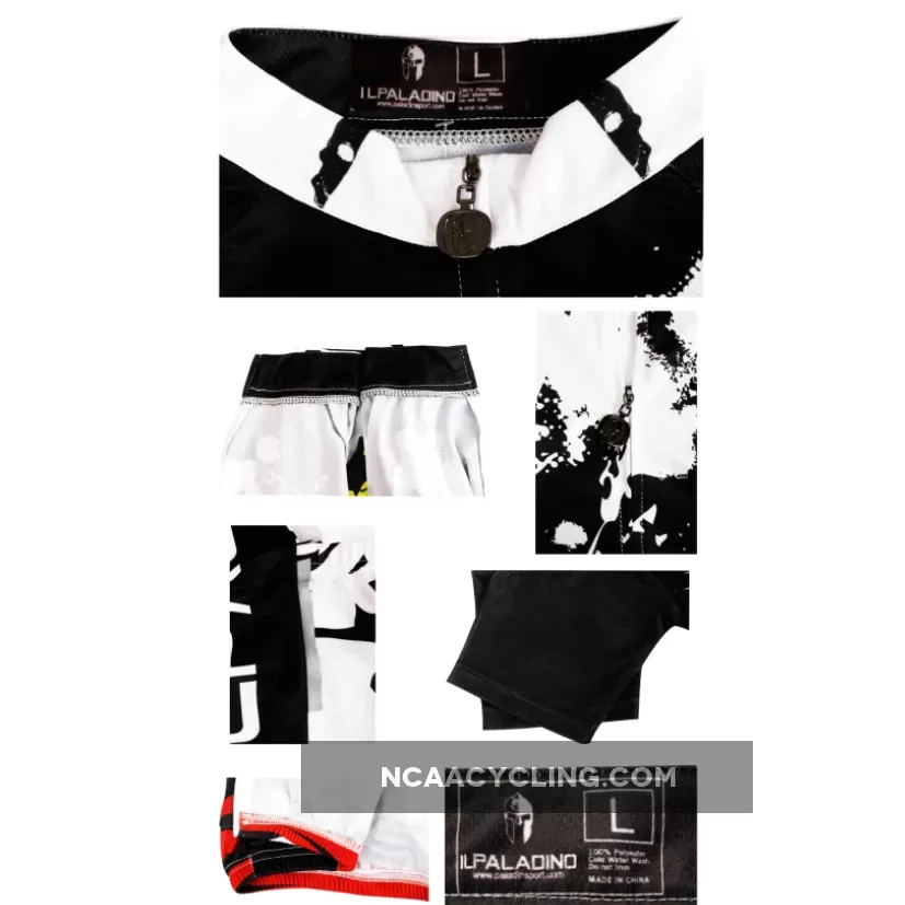 Ilpaladino Red-bottom Breathable Black & White Jersey Men's Short-Sleeve Bicycling Shirts Summer Quick Dry Wear Apparel Outdoor Sports Gear Leisure Biking T-shirt NO.659