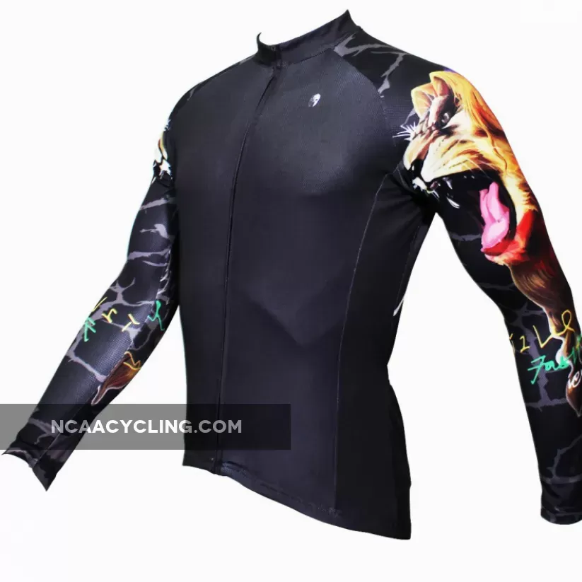 Hot Sale Cycling Jersey Cycling Jersey Wholesale Outdoor Men's Long-sleeved Jersey for Spring and Summer Black and White Ultraviolet Resistant Fabric Outdoor Sportswear(velvet)
