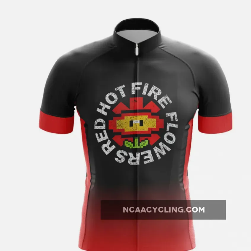 Red Hot Fire Flowers Cycling Jersey