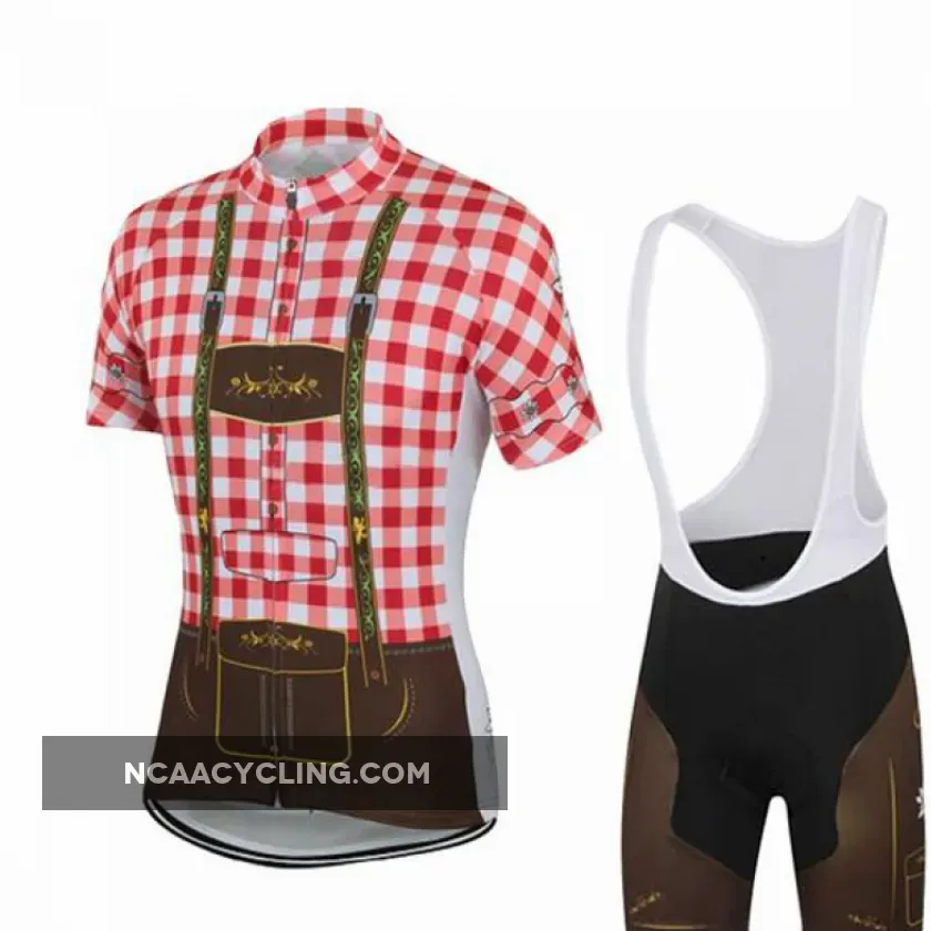 Red Lederhosen Cycling Jersey & Shorts Set